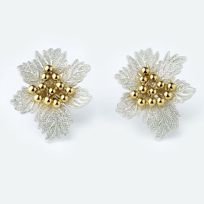 Aanura Golden Leaf Cluster Earrings