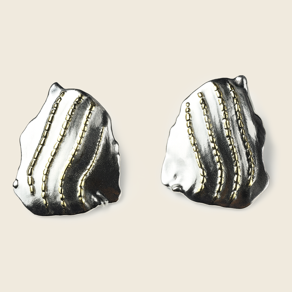Aanura Molten Wave Dual-Tone Earrings