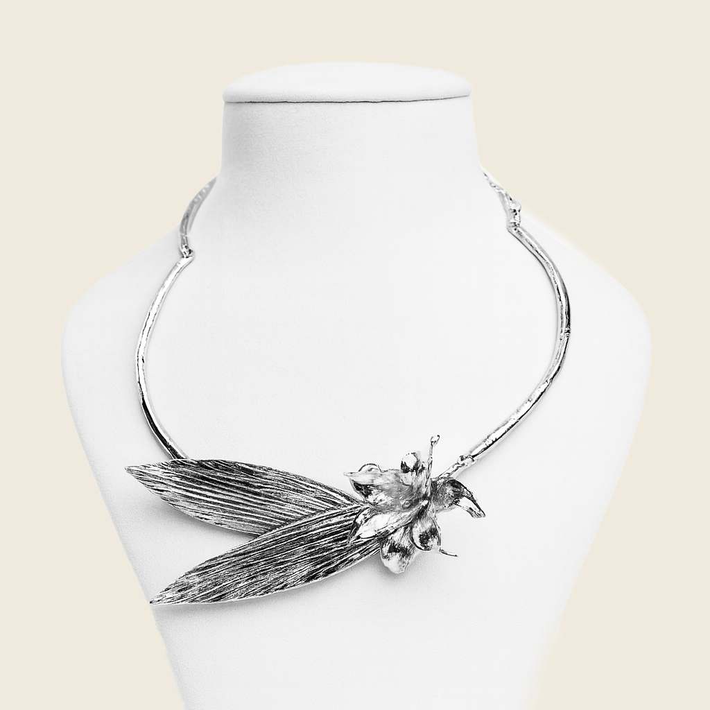 Aanura Silver Floral Statement Choker Necklace