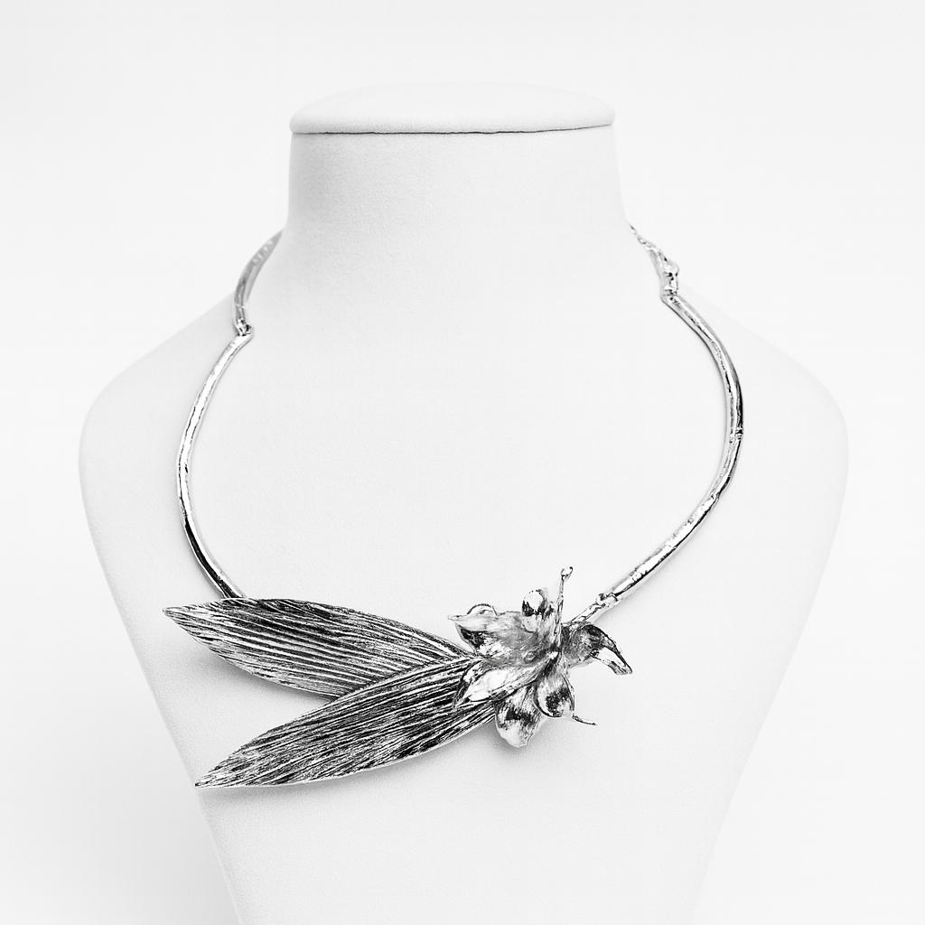 Aanura Silver Floral Statement Choker Necklace
