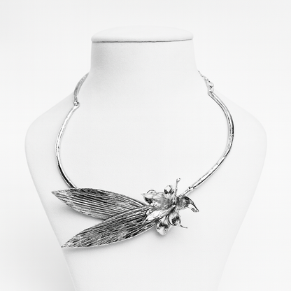 Aanura Silver Floral Statement Choker Necklace