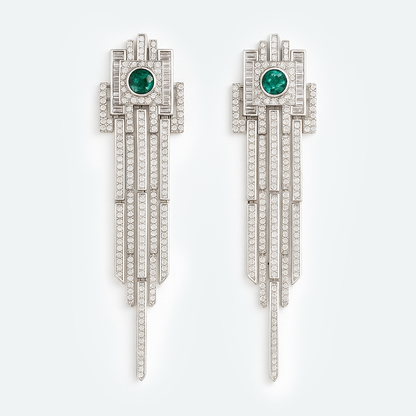 Aanura Emerald Crystal Art Deco Drop Earrings