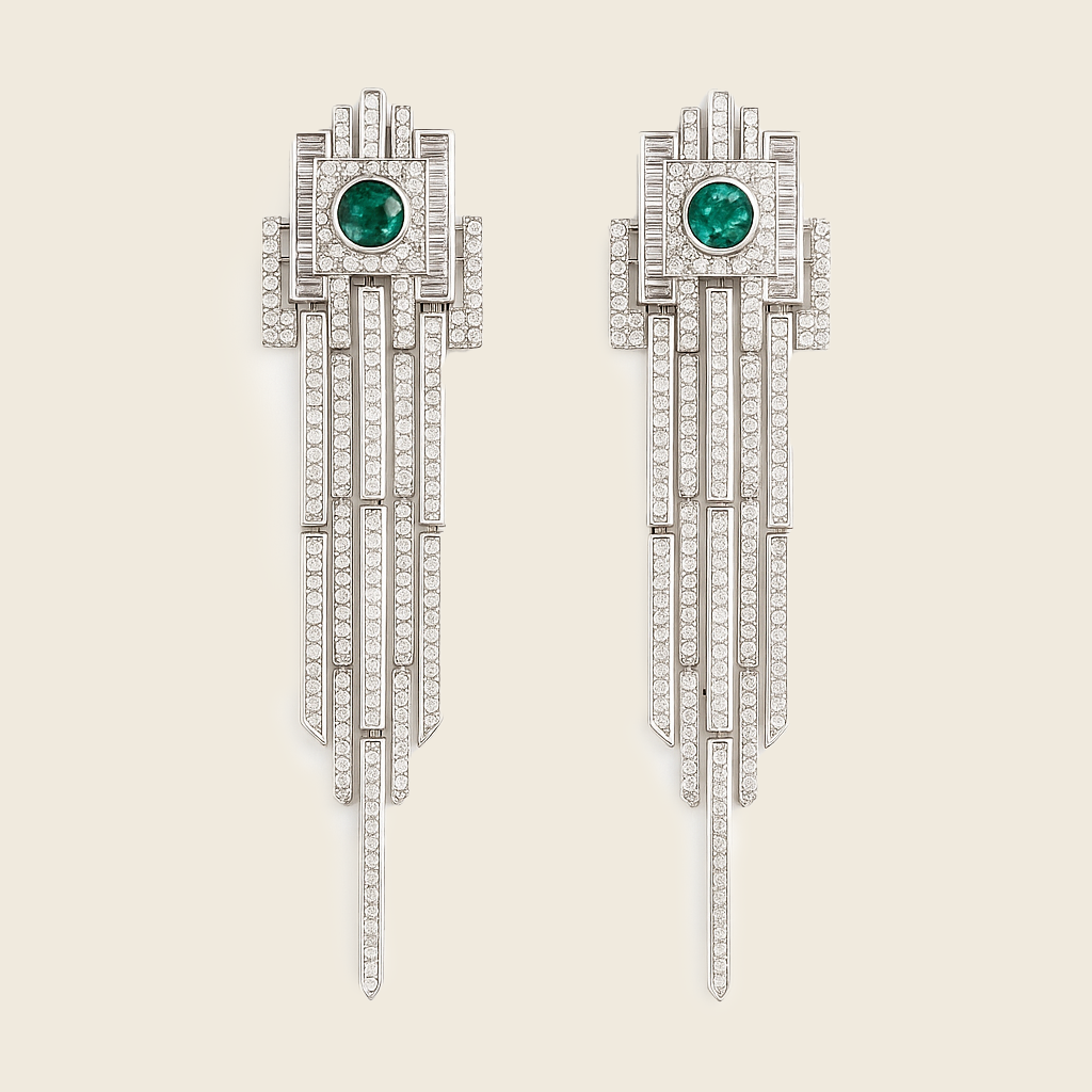Aanura Emerald Crystal Art Deco Drop Earrings