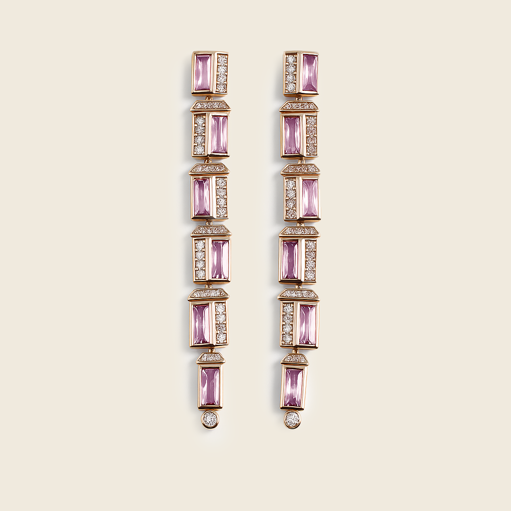 Aanura Lavender Crystal Long Drop Earrings