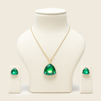Aanura Green Crystal Necklace & Earrings Set