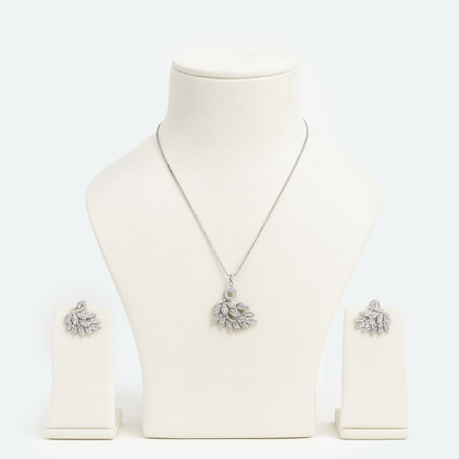 Aanura Leaf Cluster Necklace & Earrings Set