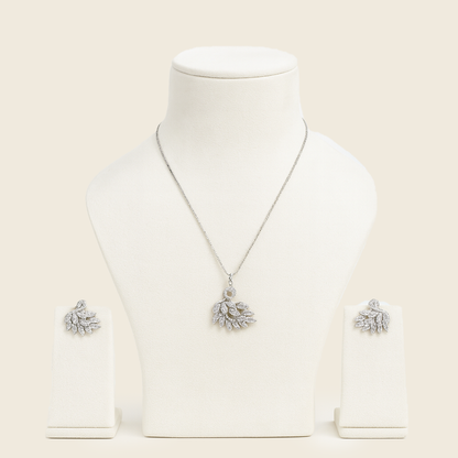 Aanura Leaf Cluster Necklace & Earrings Set