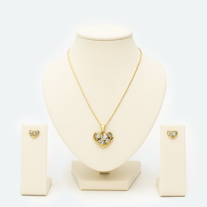 Aanura Crystal Heart Necklace & Earrings Set