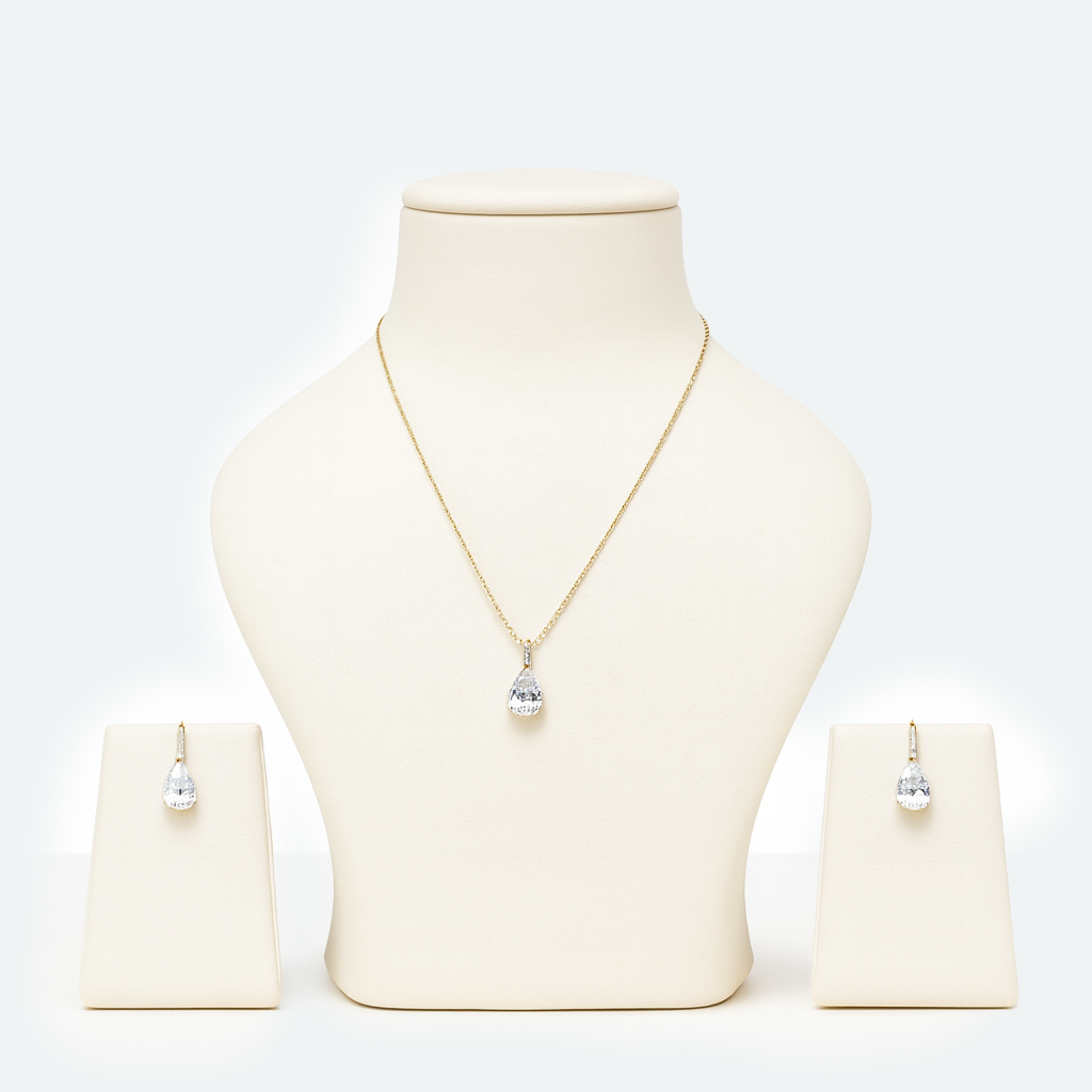 Elegant Teardrop Crystal Necklace & Earrings Set