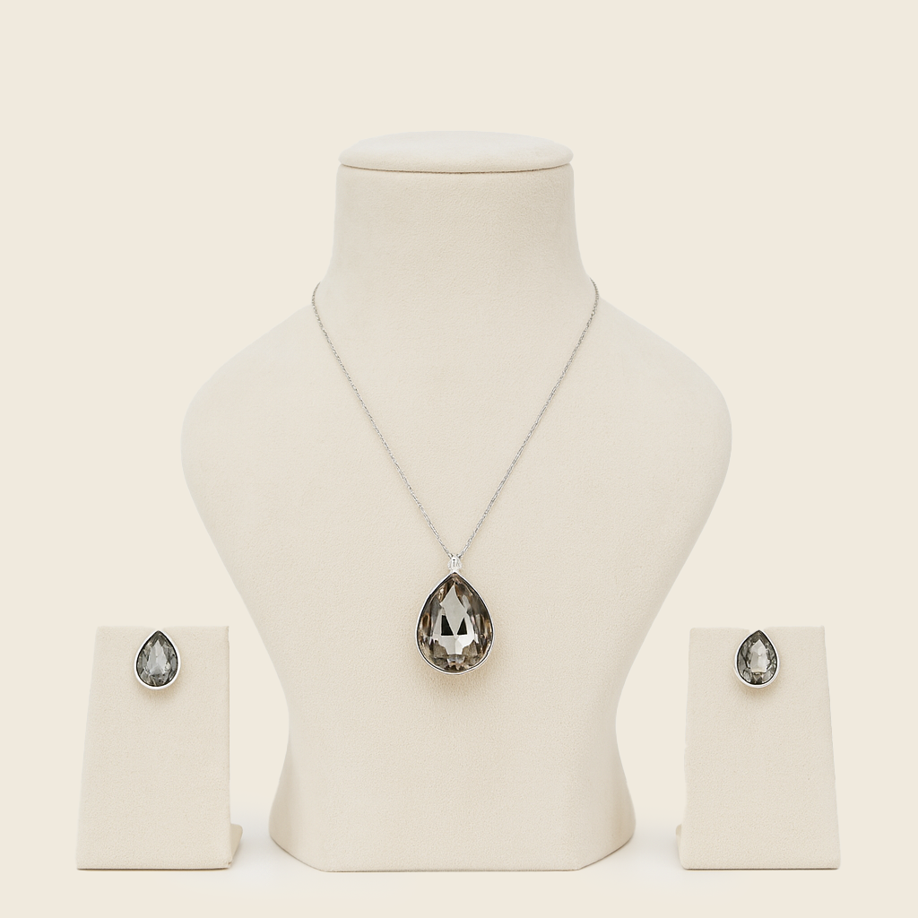 Aanura Crystal Teardrop Necklace & Earrings Set