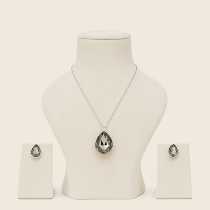 Aanura Crystal Teardrop Necklace & Earrings Set