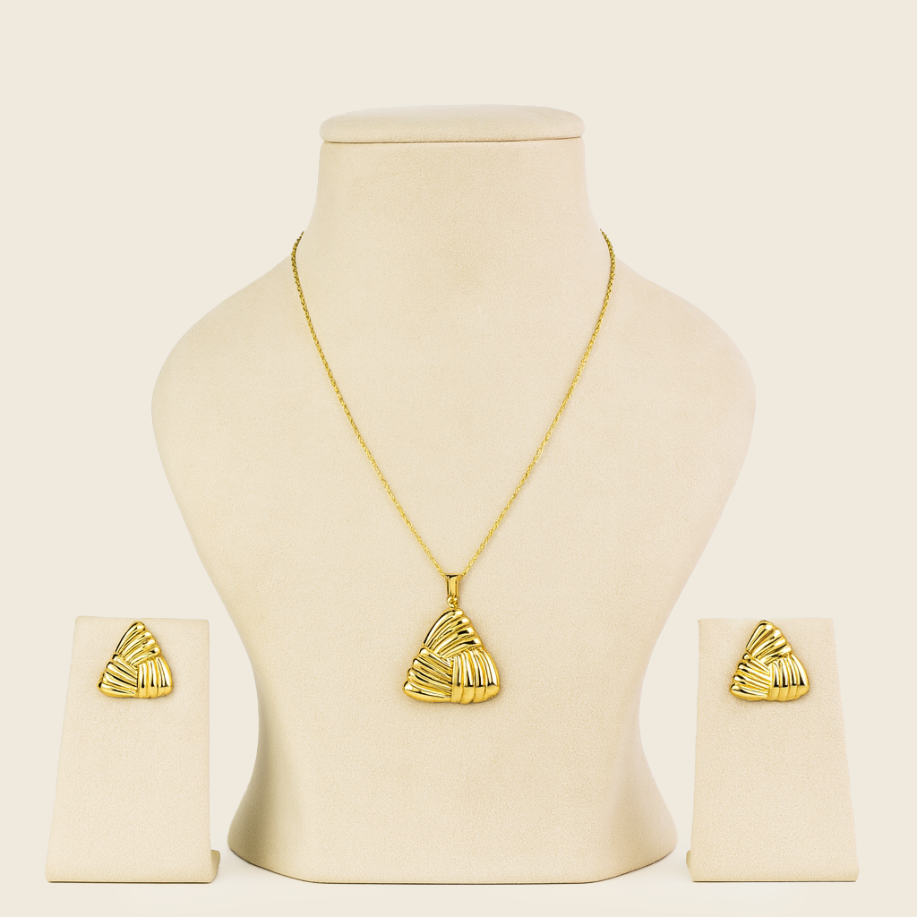 Aanura Golden Shell Statement Necklace & Earrings