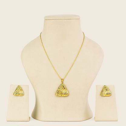 Aanura Golden Shell Statement Necklace & Earrings