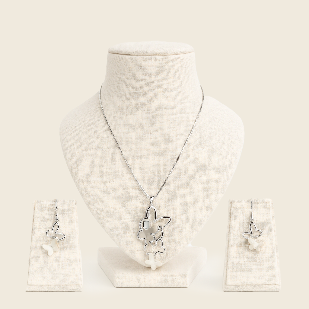 Aanura Dual Butterfly Charm Necklace & Earrings