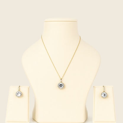 Aanura Solitaire Diamond Necklace & Earrings Set