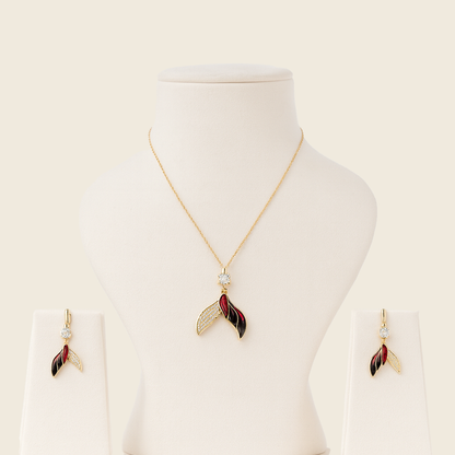 Aanura Dual-Tone Leaf Necklace & Earrings Set
