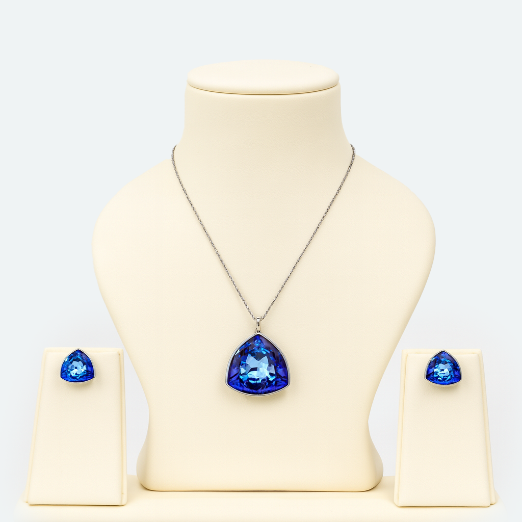 Aanura Green Crystal Necklace & Earrings Set