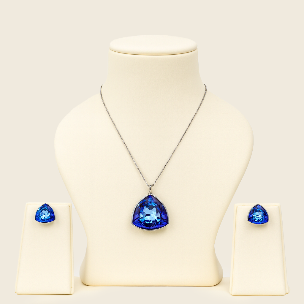 Aanura Green Crystal Necklace & Earrings Set