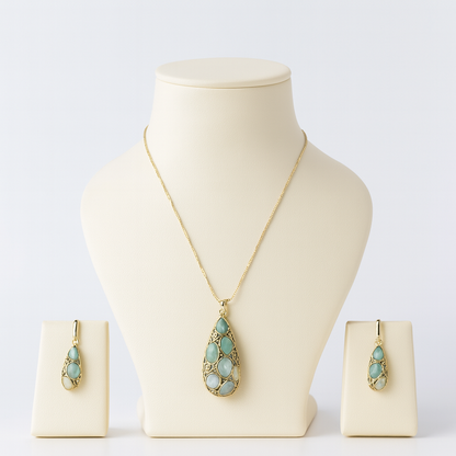 Aanura Pink Lavender Teardrop Necklace & Earrings
