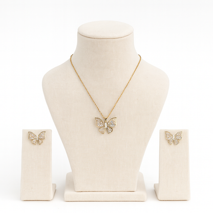 Aanura Sparkling Butterfly Necklace & Earrings Set