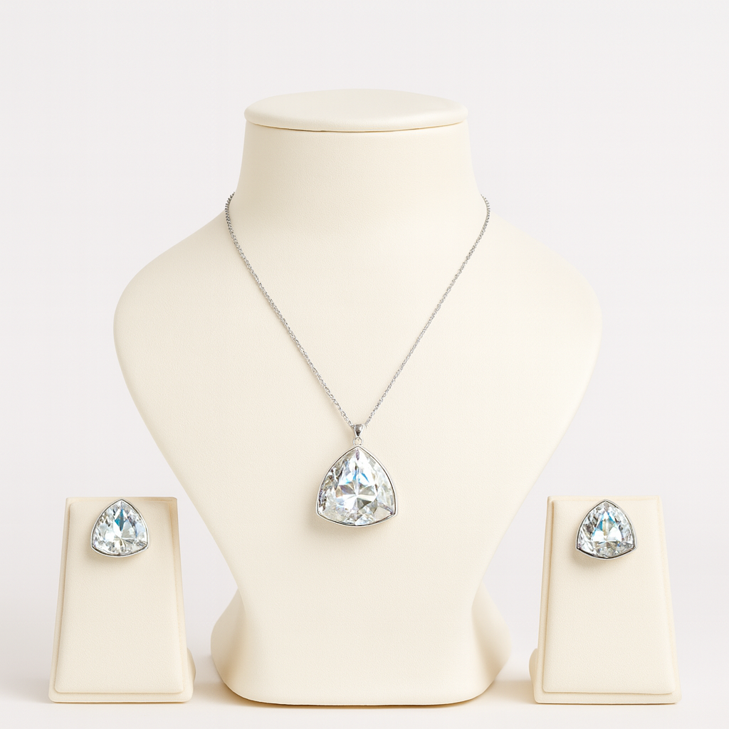 Aanura Green Crystal Necklace & Earrings Set