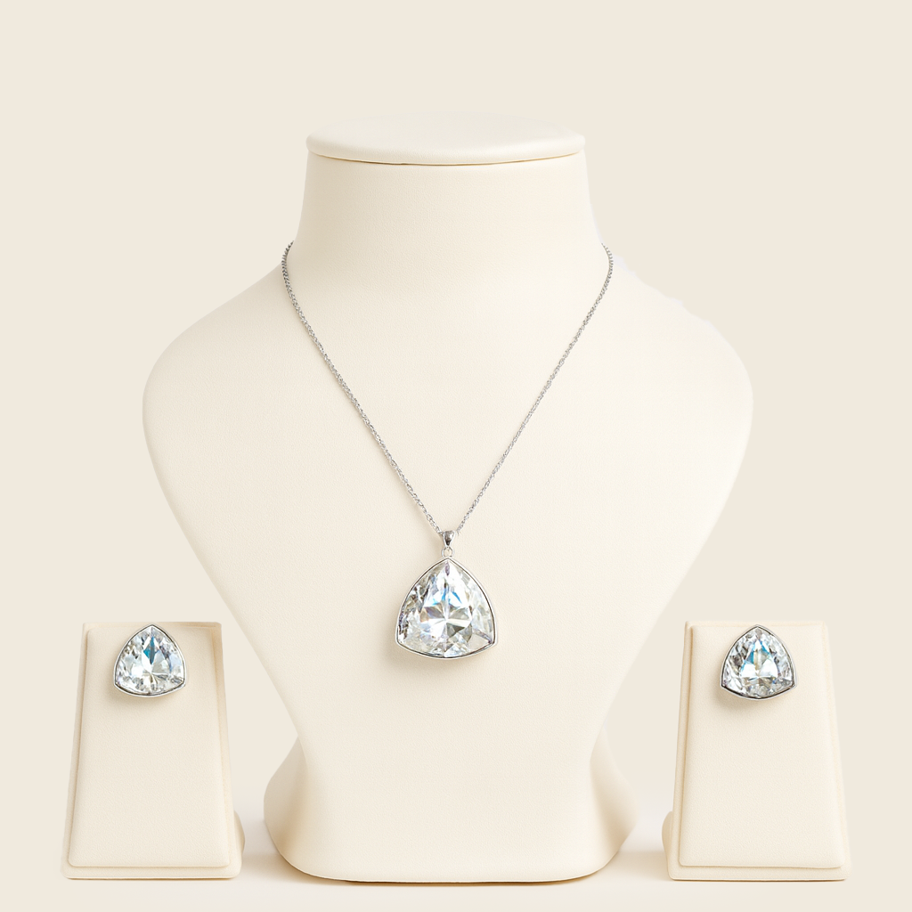 Aanura Green Crystal Necklace & Earrings Set