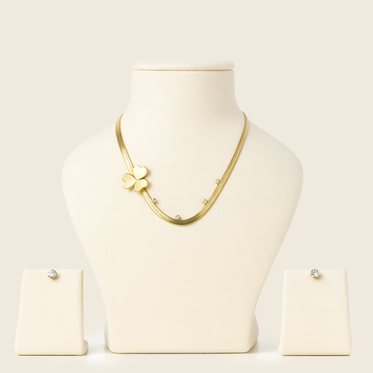 Aanura Golden Clover Necklace & Earrings Set