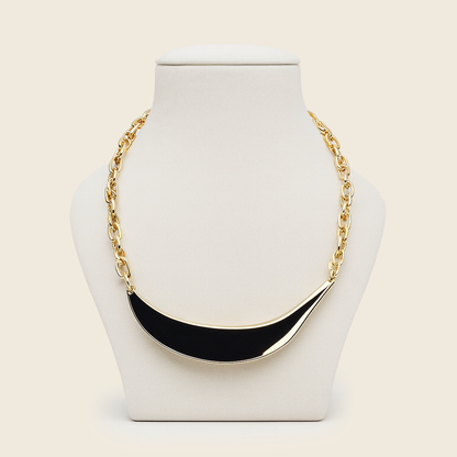 Aanura Bold Gold Chain Necklace with Silver Curve