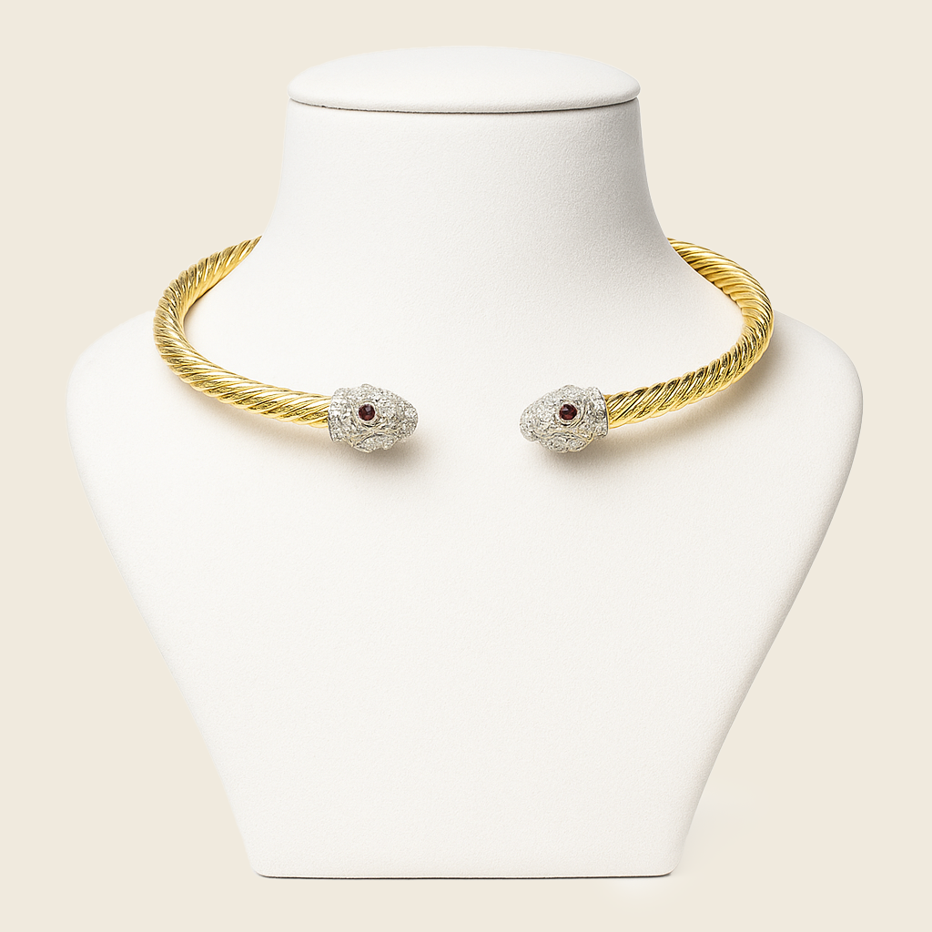 Aanura Gold Twisted Cable Choker – Stainless Steel Jewelry