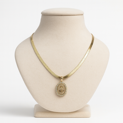 Aanura Gold Om Necklace – Stainless Steel CZ