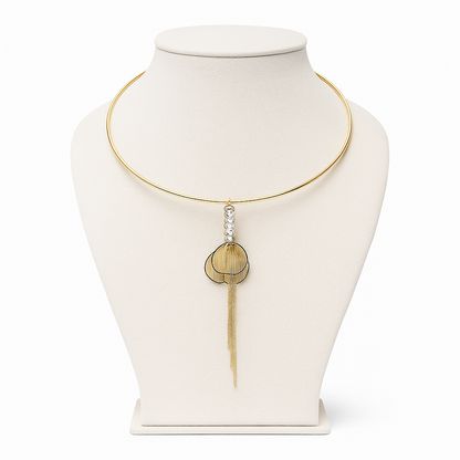 Aanura Gold Leaf Pendant Choker – Stainless Steel Jewelr