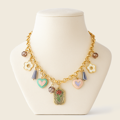 Aanura Colorful Gold Necklace with Stainless Steel