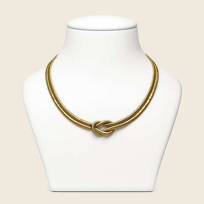 Aanura Gold Knot Statement Necklace – Stainless Steel