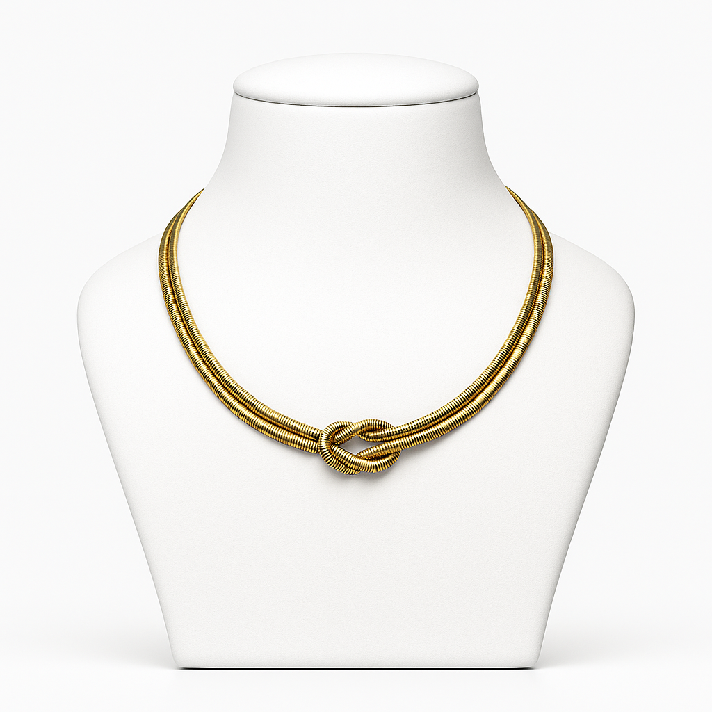 Aanura Gold Knot Statement Necklace – Stainless Steel