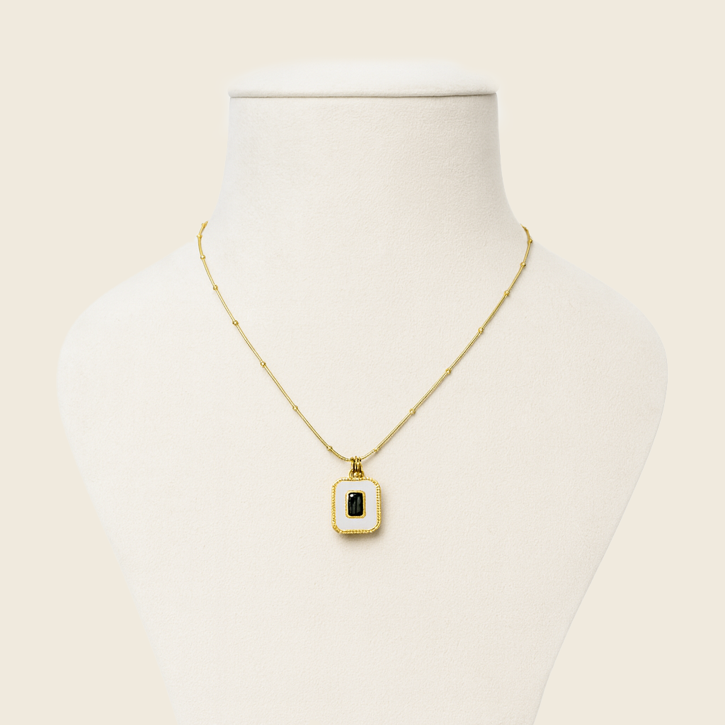 Aanura Gold Chain with Green Gem Pendant