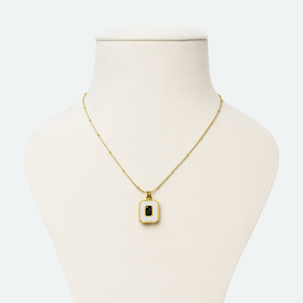 Aanura Gold Chain with Green Gem Pendant