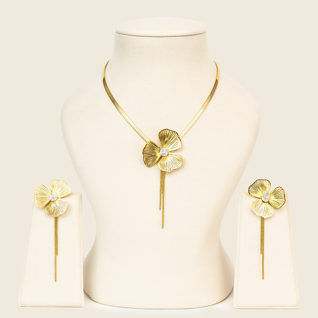 Aanura Orchid Bloom Necklace & Earrings Set