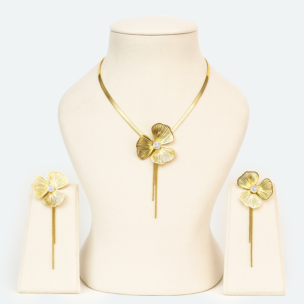 Aanura Orchid Bloom Necklace & Earrings Set