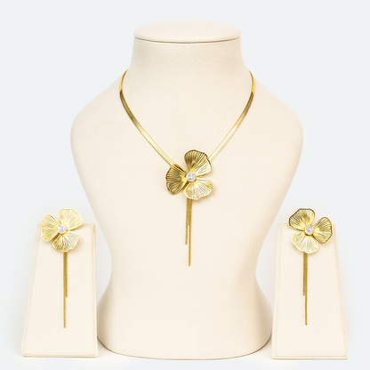 Aanura Orchid Bloom Necklace & Earrings Set