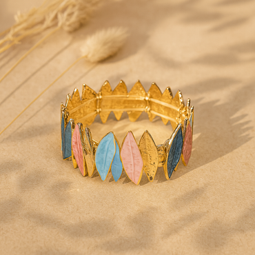 Aanura Pastel Leaf Gold Enamel Bracelet