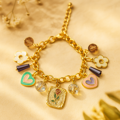 Aanura Heart & Floral Multicharm Bracelet
