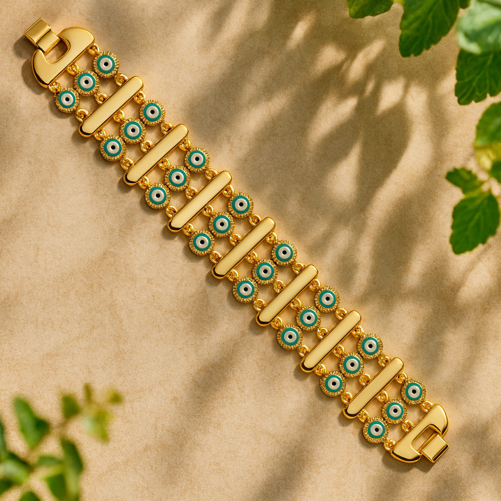 Aanura Double-Layer Evil Eye Gold Bracelet