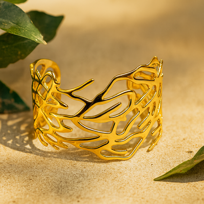 Aanura Coral Reef Gold Cuff Bracelet