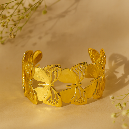 Aanura Golden Butterfly Cuff Bracelet