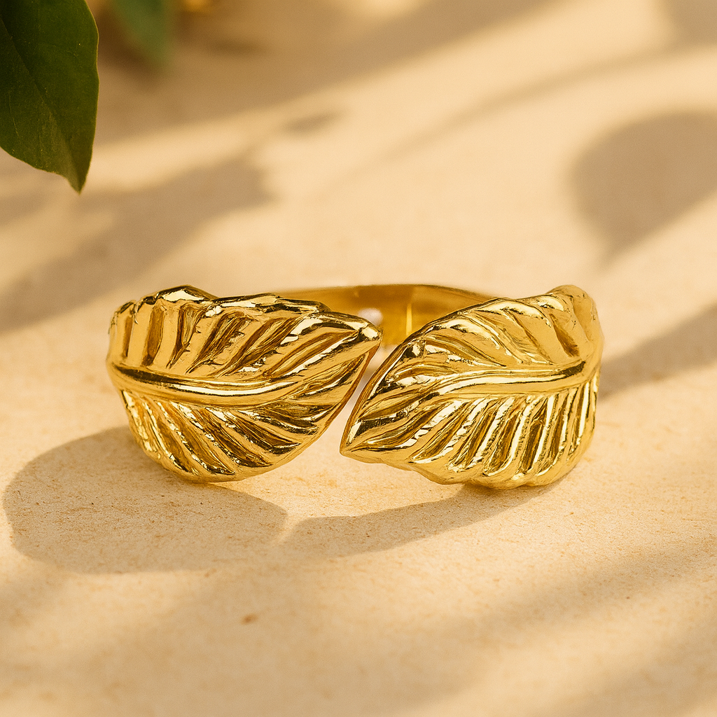 Aanura Golden Leaf Statement Bracelet