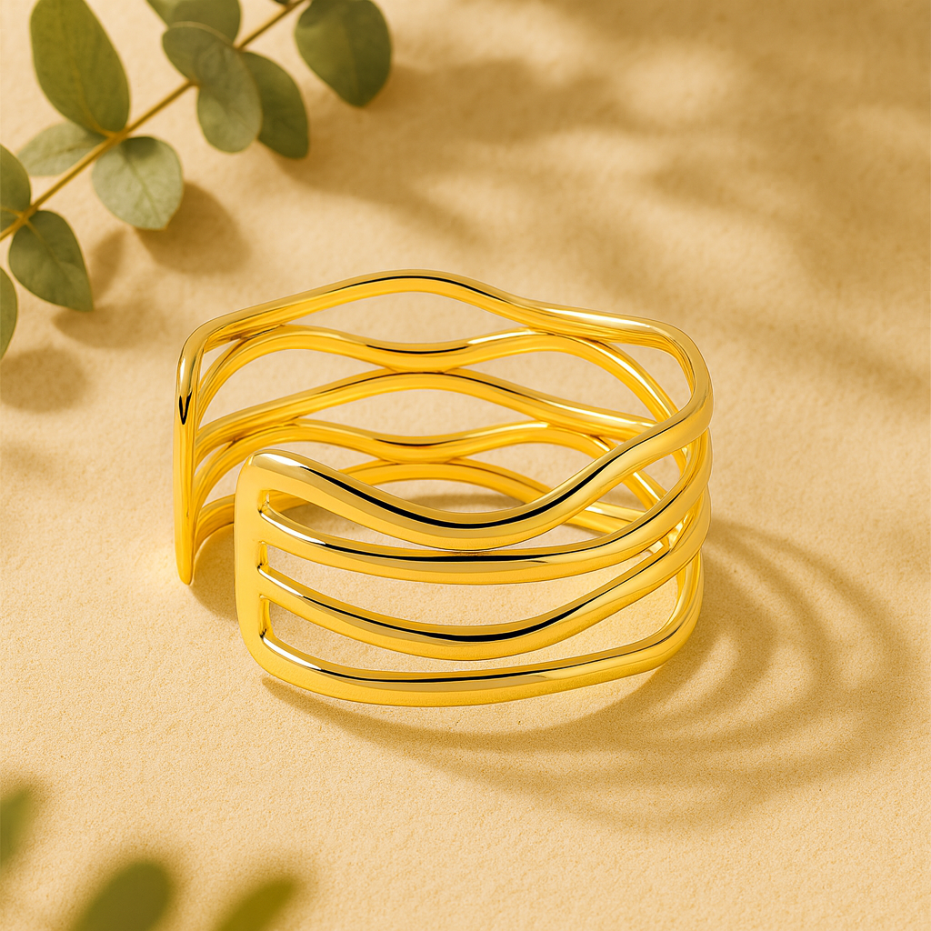 Aanura Golden Wave Cuff Bracelet