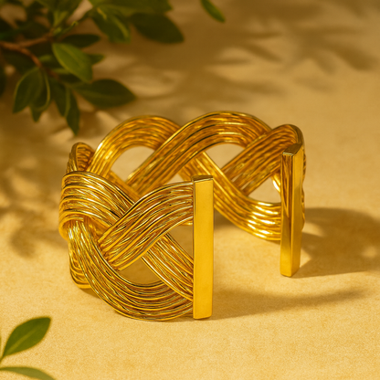 Aanura Golden Infinity Weave Statement Bracelet