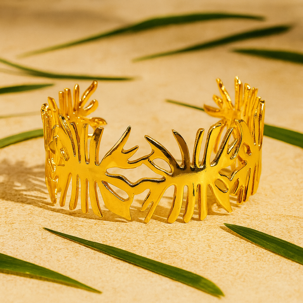 Aanura Tropical Gold Leaf Cut-Out Bracelet