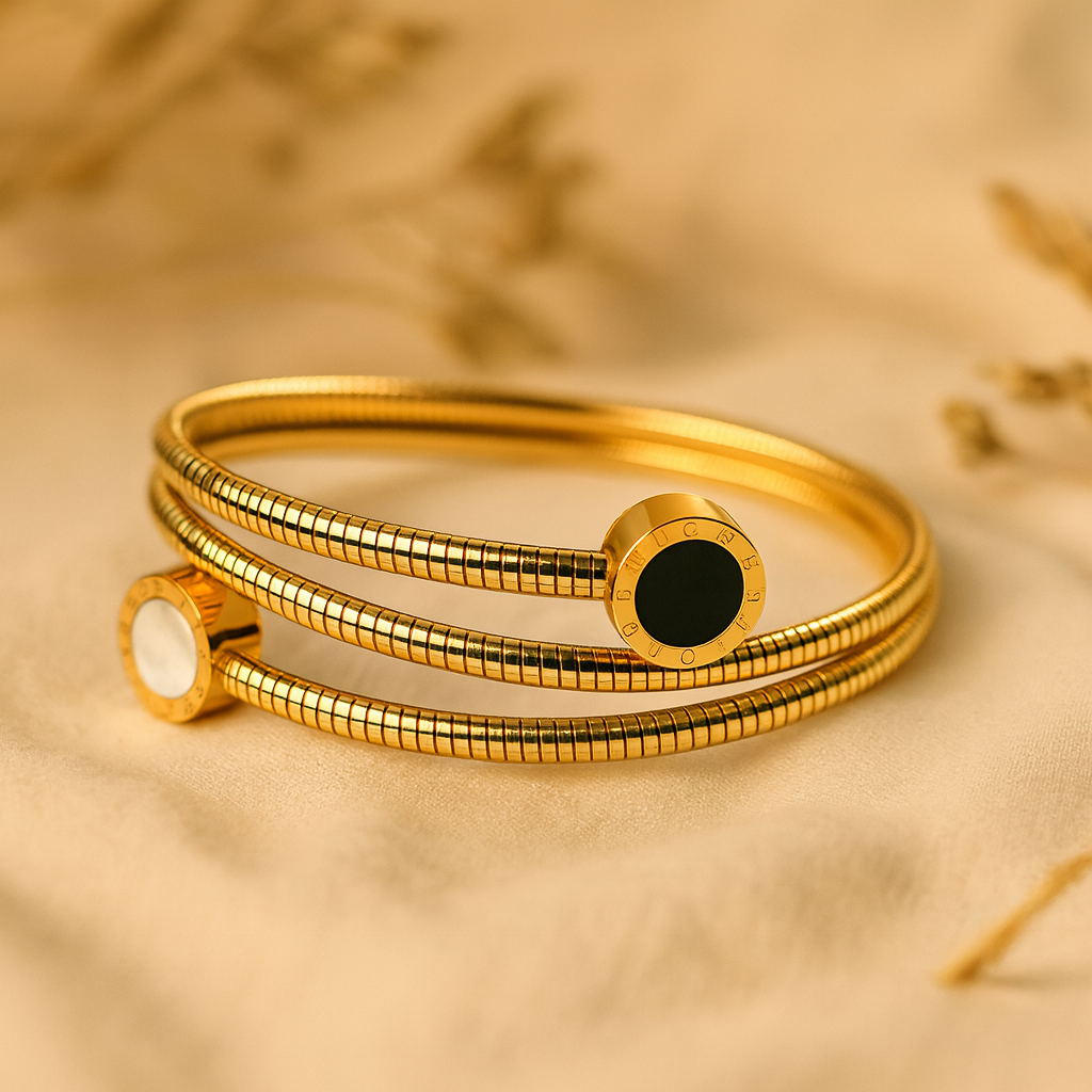 Aanura Dual-Tone Roman Coin Coil Bracelet