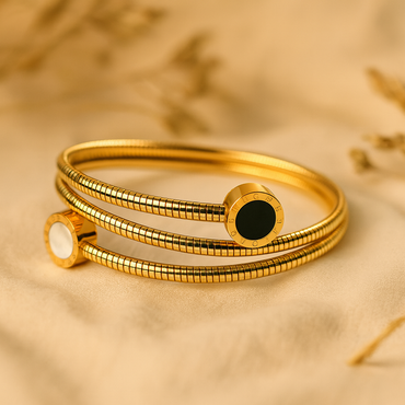 Aanura Dual-Tone Roman Coin Coil Bracelet